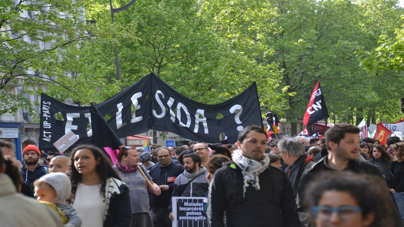 Manifestation d'Act Up-Paris lors du 1er mai 2017.