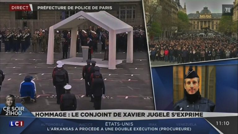 Capture d'écran de l'hommage rendu à Xavier Jugelé