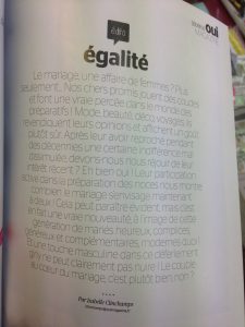 « égalité » : édito du Oui Magazine du printemps 2018