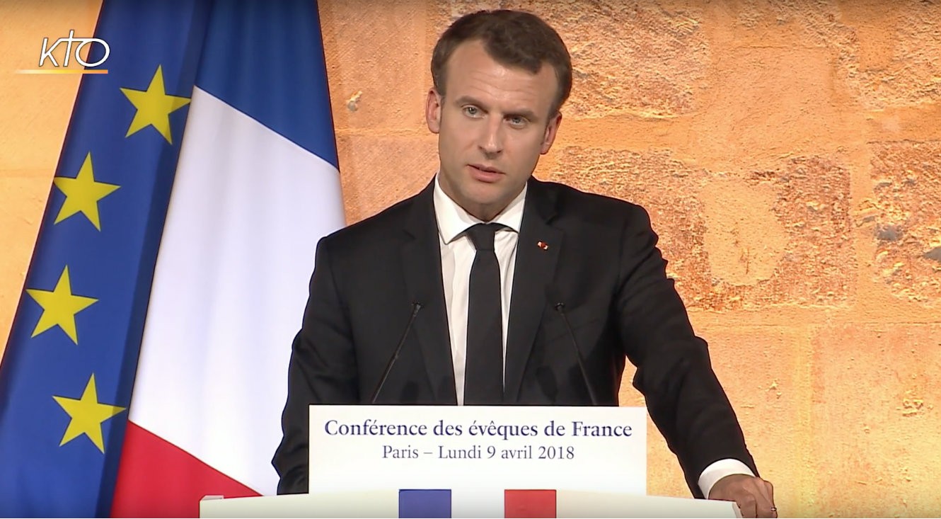 Emmanuel Macron à la Conférence des Évêques de France le 9 avril 2018