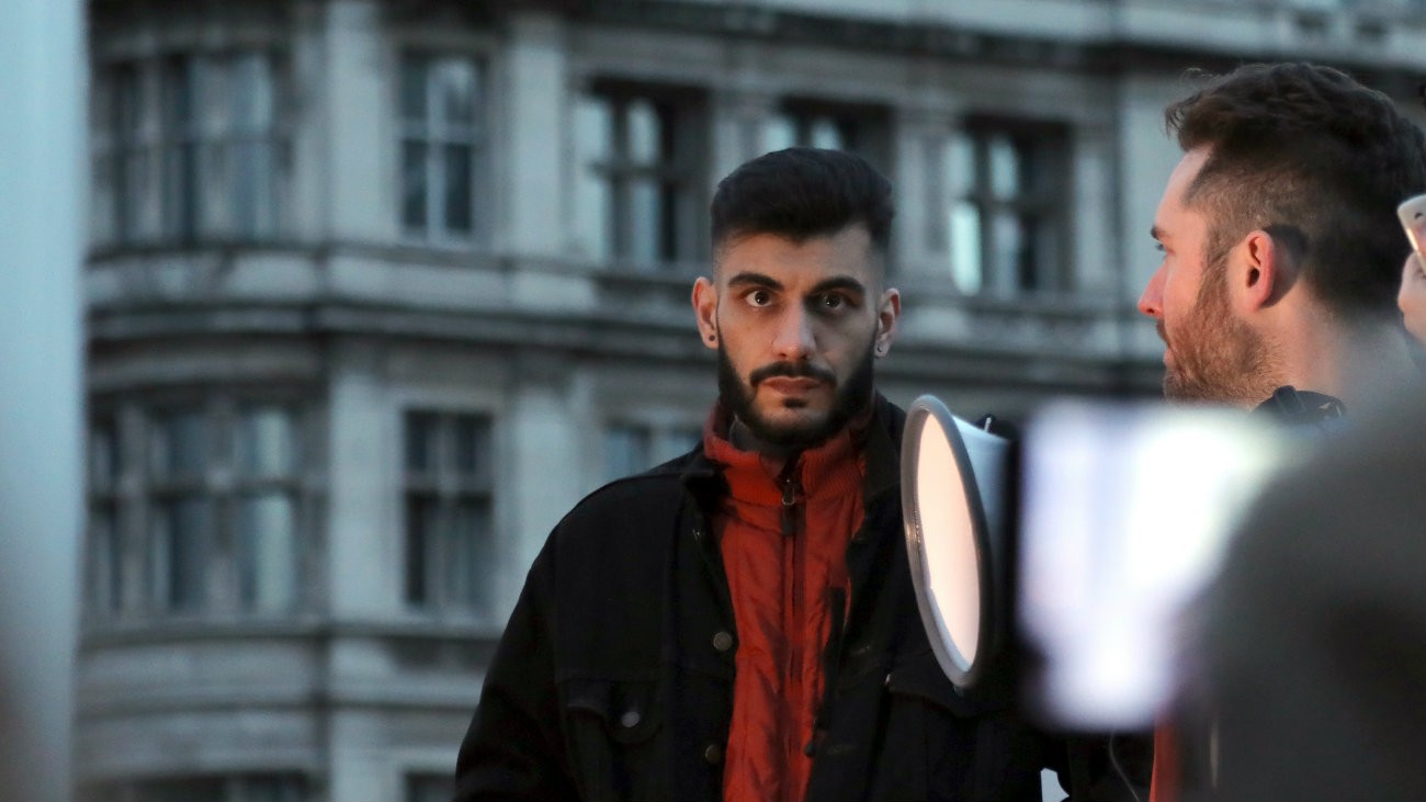 Shahmir Sanni à une manifestation le 29 mars 2018 à Londres