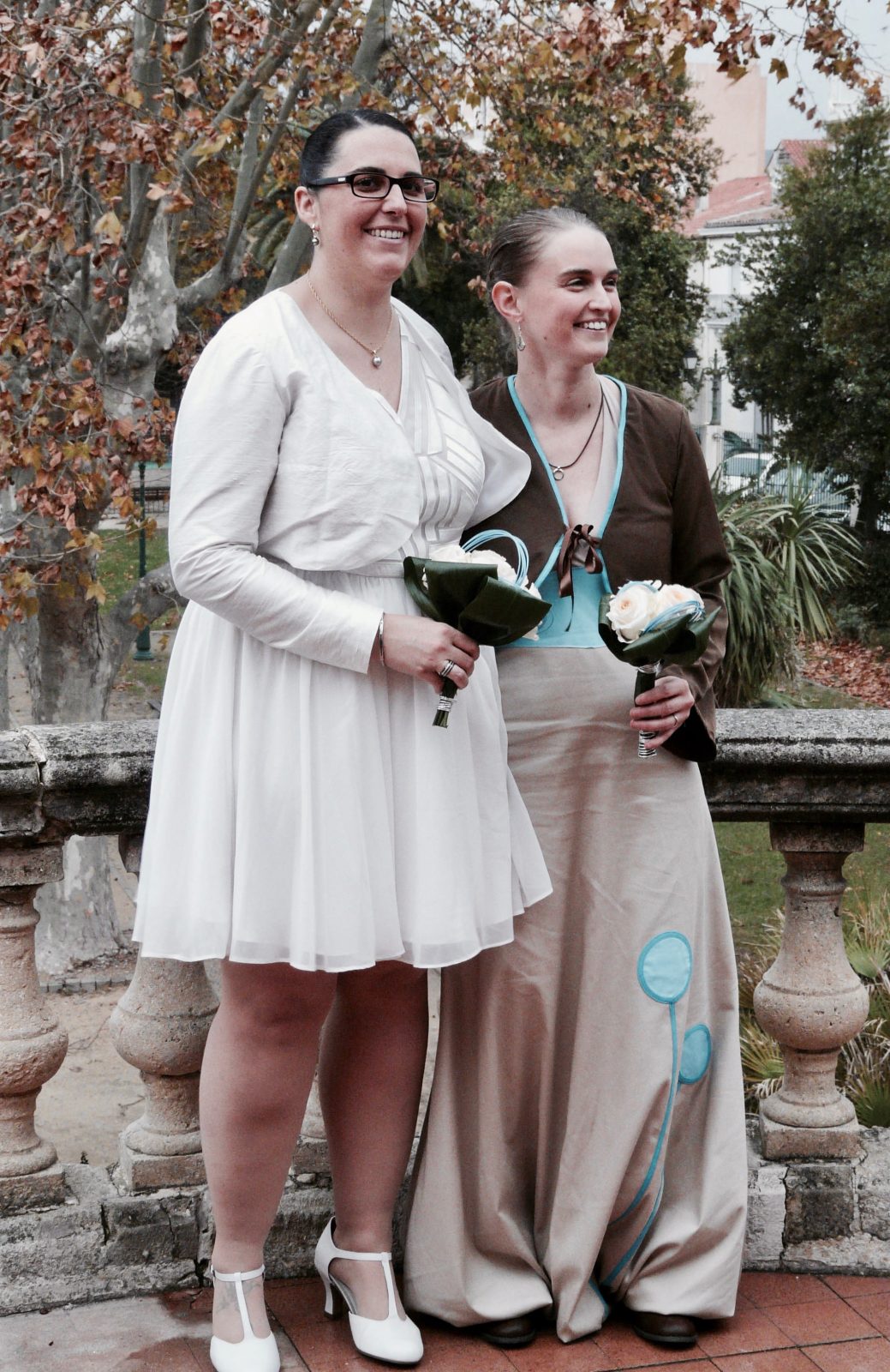 Aude, 37 ans, Mélanie, 32 ans, ensemble depuis 2013, mariées en 2014, région lyonnaise