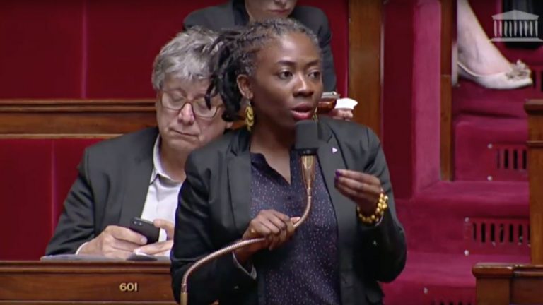 La députée FI Danièle Obono s'exprime contre la loi asile-immigration