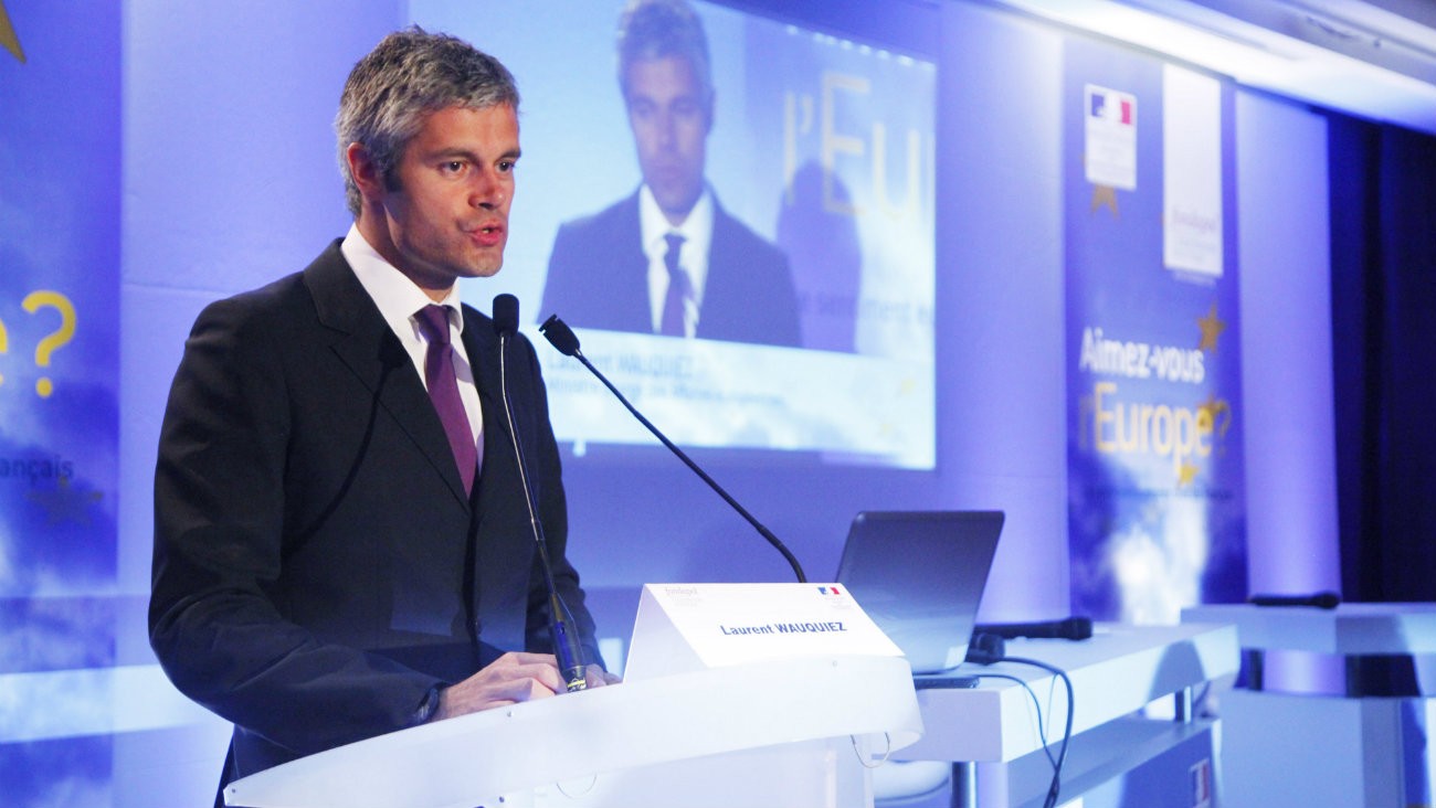 Laurent Wauquiez lors d'un colloque sur l'Europe en 2010 - Fondapol - Fondation pour l'innovation politique Suivre / Flickr