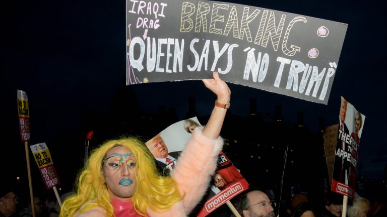 Une manifestation contre la venue de Donald Trump en février 2017 à Londres