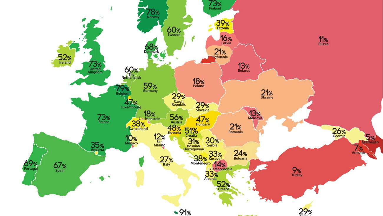 La Rainbow Map 2018 / ILGA-Europe