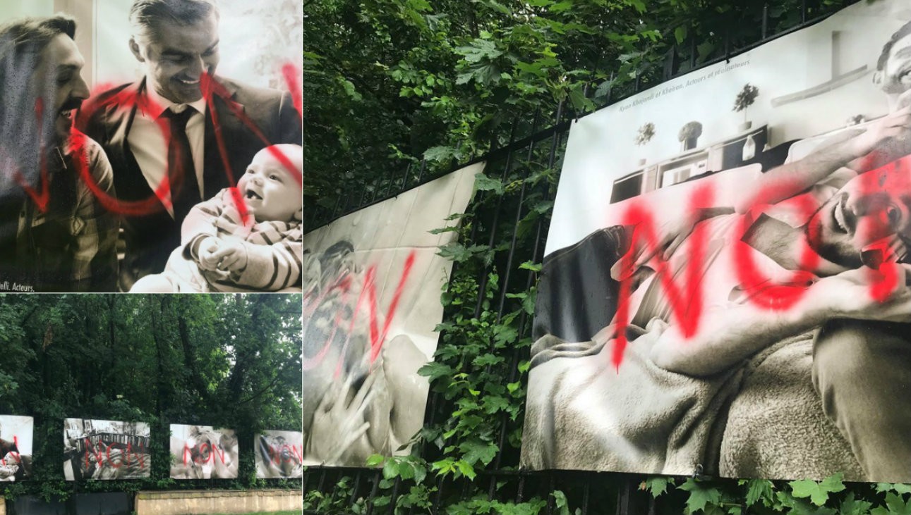 L'exposition Couples de la République et Couples Imaginaires a été vandalisée dans la nuit du 31 mai au 1er juin - twitter.com/OlivierCiappa