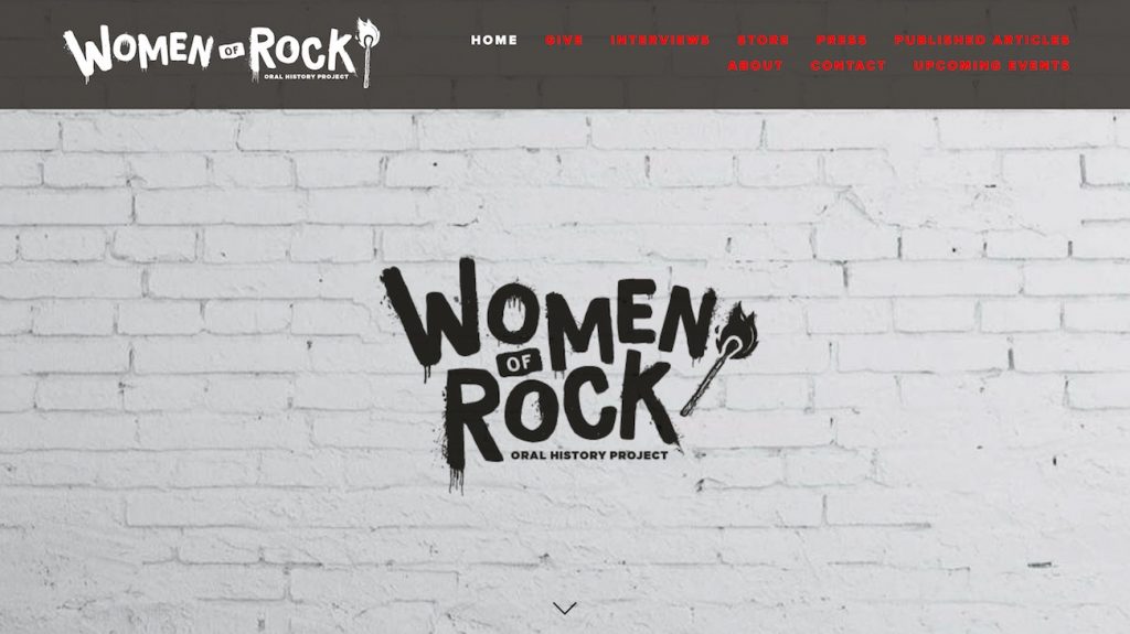 homepage Women of Rock Oral History Project de Tanya Pearson