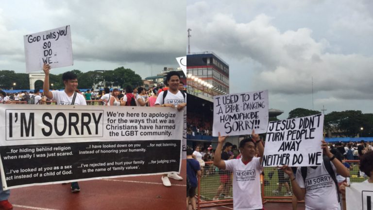 Les excuses d'un groupe de Chrétien.ne.s ont fait sensation à la Pride de Manille le 20 juin 2018 / Jamilah Salvador via Twitter.