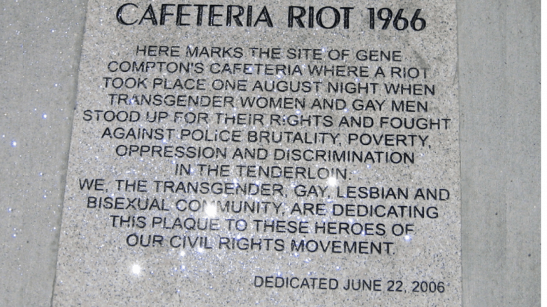 La plaque commémorant les émeutes de la Compton Cafeteria, à San Francisco - By Gaylesf