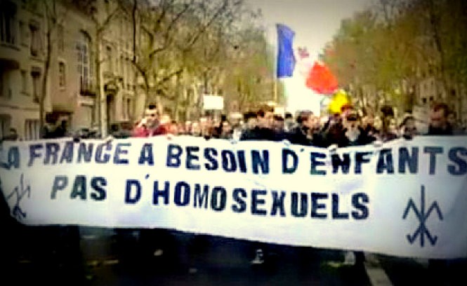Une banderole de Civitas lors d'une manifestation contre le mariage pour tous en 2013