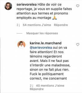 commentaire intagram karine le marchand