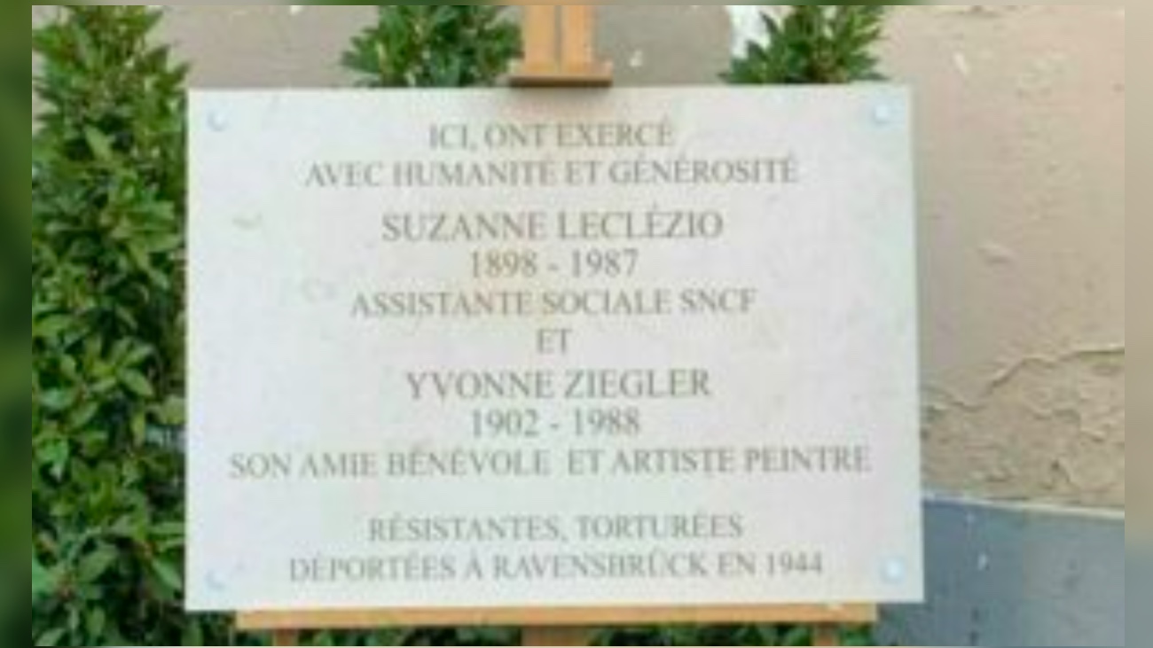 plaque Suzanne Leclézio et Yvonne Ziegler