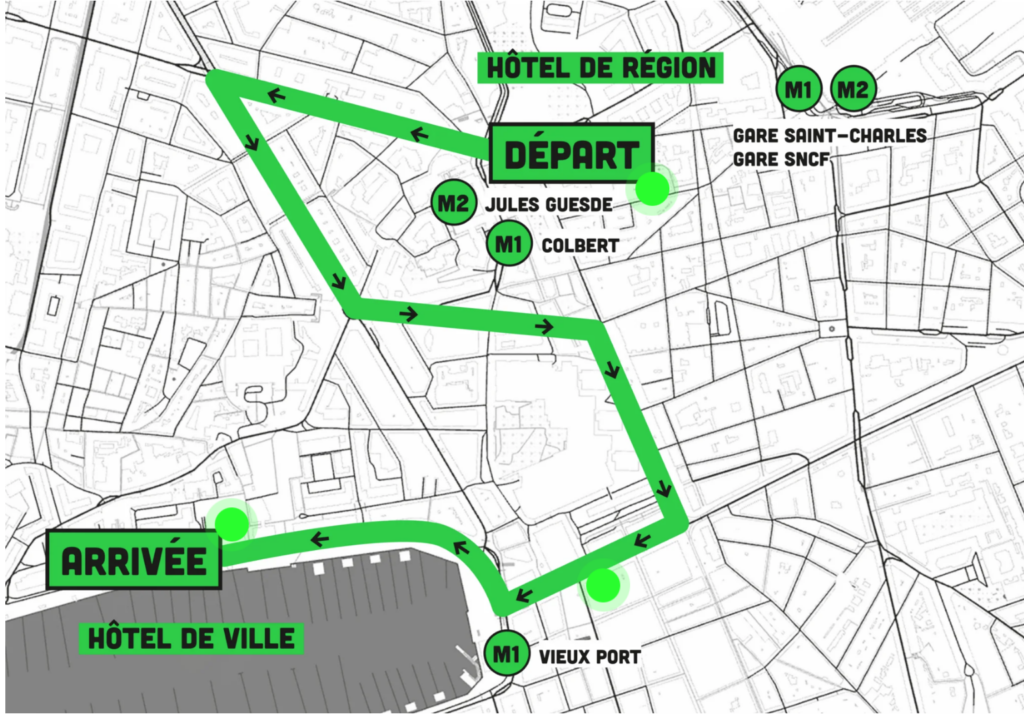 Le parcours de la Marche des fiertés de Marseille, le 2 juillet 