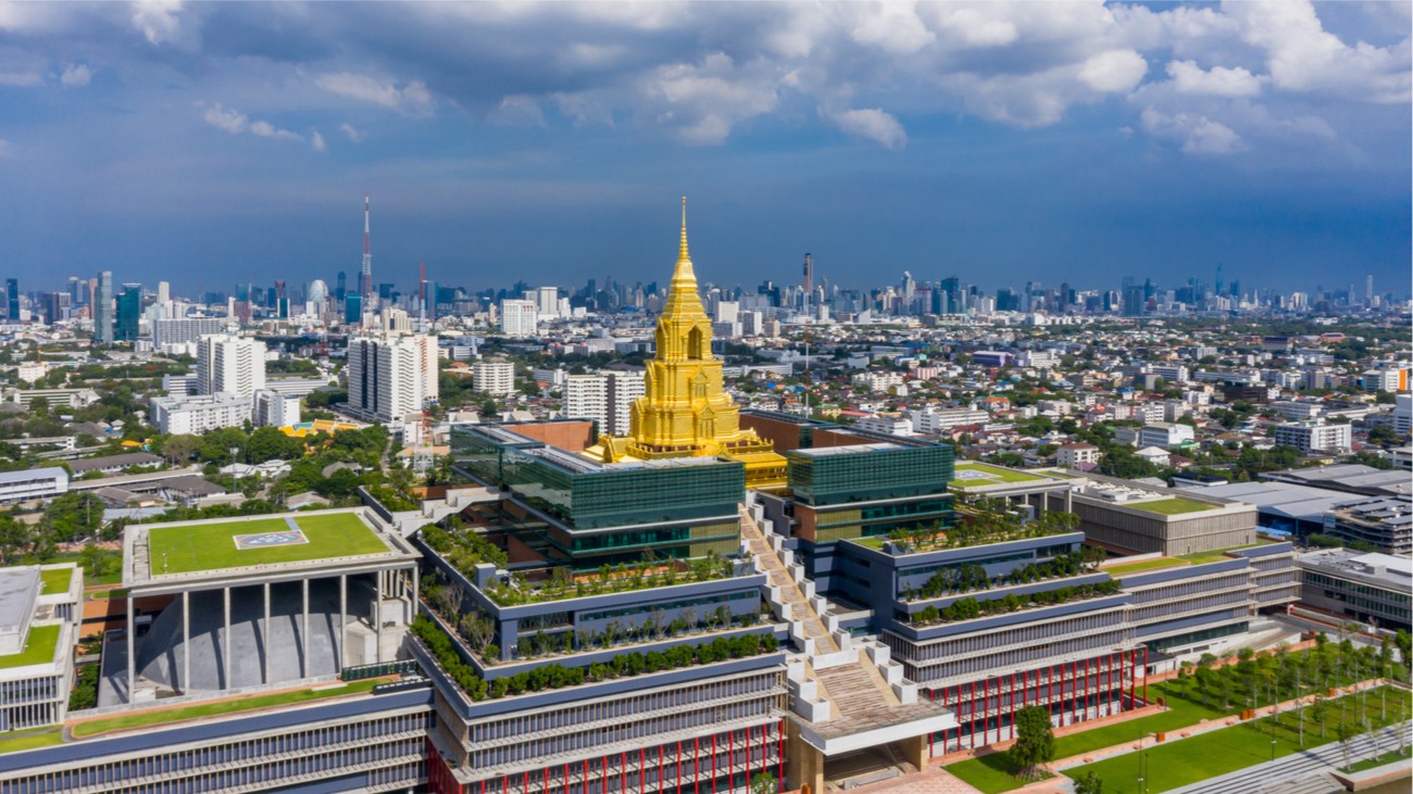 Vue aérienne du Parlement thaïlandais, à Bangkok