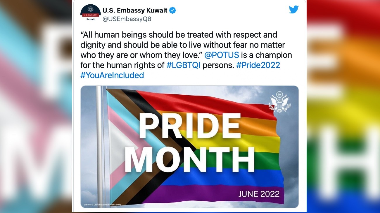 Le tweet de l'ambassade des Etats-Unis au Koweit sur la Pride Month