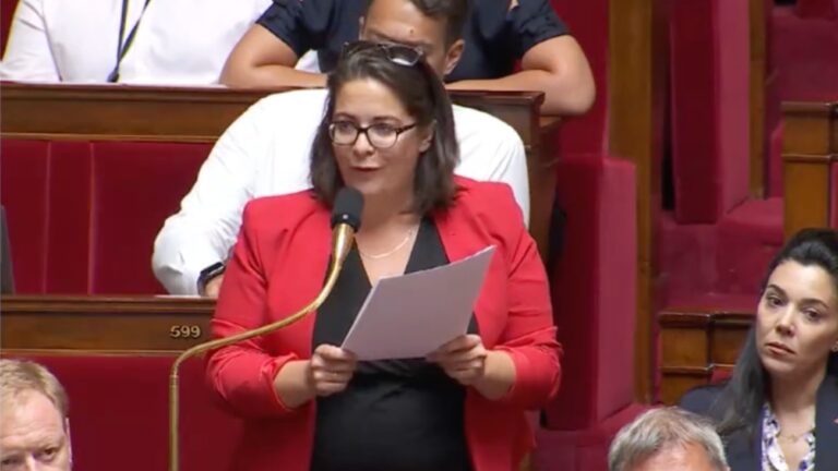 Ségolène Amiot, députée LFI, lors des questions au gouvernement, le 19 juillet, à l'Assemblée nationale