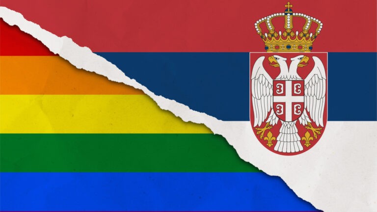 Drapeau LGBT et serbe