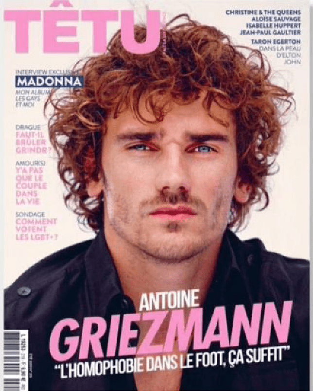 Antoine Griezmann en couverture de Tetu, en mai 2019
