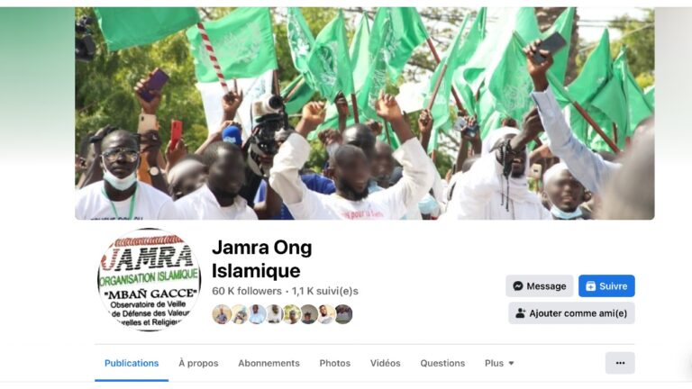 Page Facebook de Jamra ONG islamique - Captur d'écran