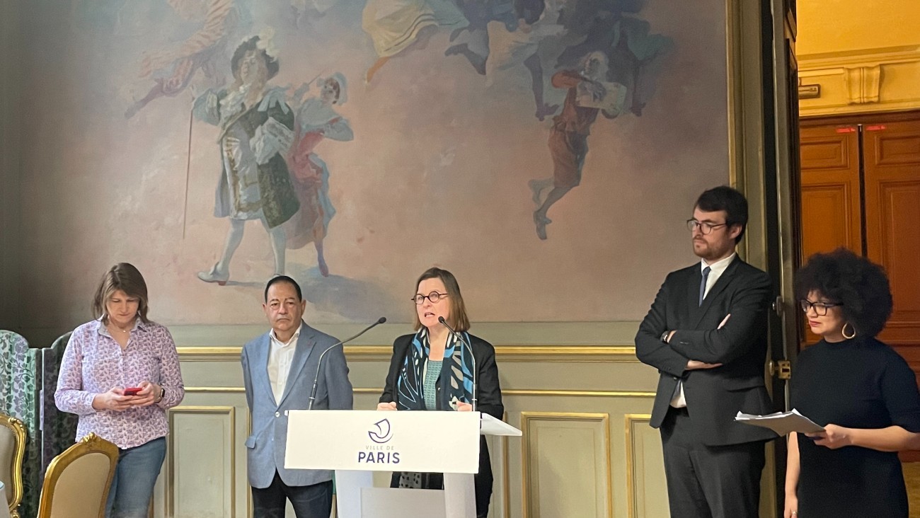 Anaïs Perrin-Prevelle, Jean-Luc Romero-Michel, Anne Souyris, Antoine Guillou et Elodie Aïna à la conférence de presse