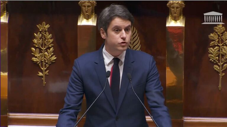 Gabriel Attal à l'Assemblée nationale le 30 janvier 2024, lors de son discours de politique générale